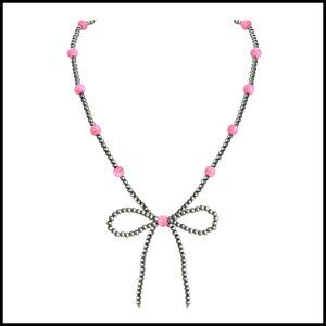 Western Bow Necklace Pearl Strand Layered Boho Cowgirl Jewelry Accessory